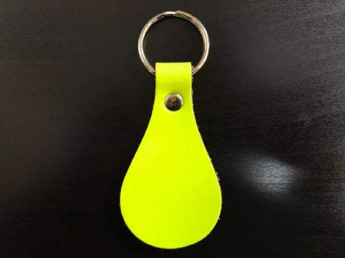 Leather Key Fob / Key Ring - Pear - Various Colours - Qty Options (Fluorescent Yellow, 10)